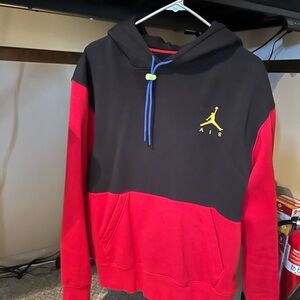 Jordan Men's Red and Black Sweater with Yellow Logo